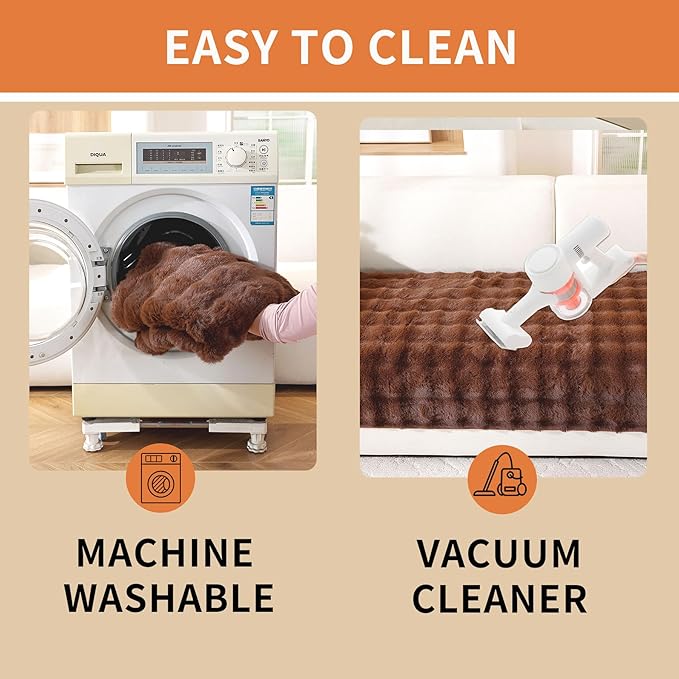 Waterproof Dog Bed Cover Non Slip Couch Covers for Dogs Washable Soft Faux Fur Sofa Cover Couch Covers for 2 Cushion Couch Sofa Pet Friendly (Brown)