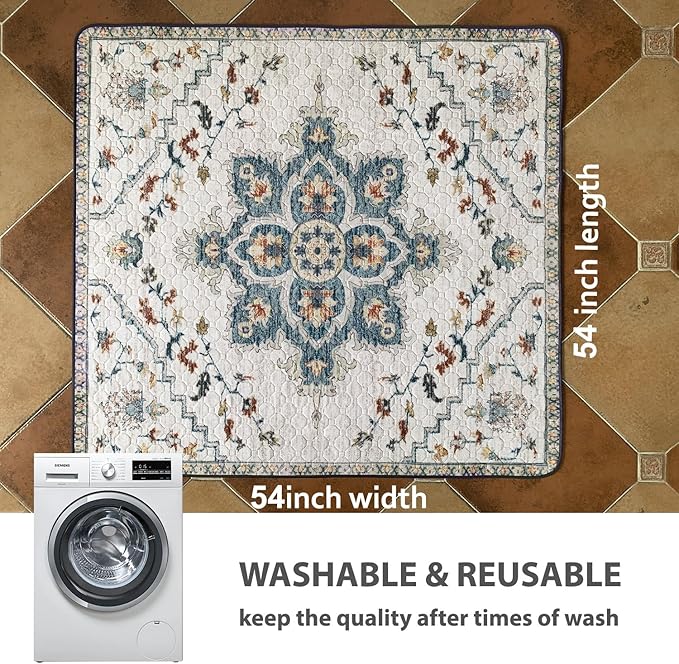 nunubaby Washable Pee Pads for Dogs, Stylish, Non-Slip and Leak-Proof Pee Pads. Reusable Potty Pads for Dogs for Crates and Floors.(Beige/Floral, 54" x54" )