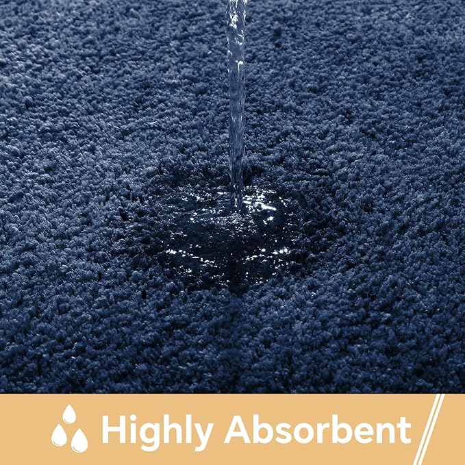 Navy Blue Bathroom Rugs 40"x60" – Oversized Plush Non-Slip Microfiber Bath Mat, Absorbent & Washable – Ideal for Large Bathrooms or Living Rooms