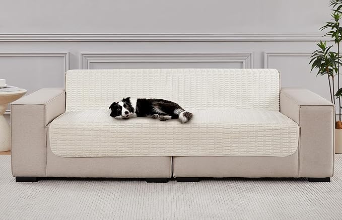 Meider Dog Bed Cover Couch Cover for Pets, Anti-Slip Washable Couch Pads for Cushion & Sofa Furniture Protector (Cream White, 58x82 inch)