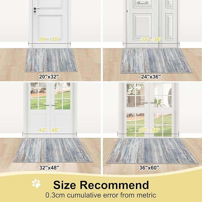 COMSLE Door Mat, Front Door Rug Indoor for Entrance Faux Wool Absorbent Non Slip Modern Throw Rug for Entryway Hallway Muddy Paws - Pet Friendly, 24x36 Inches, Gray Brown Machine Washable