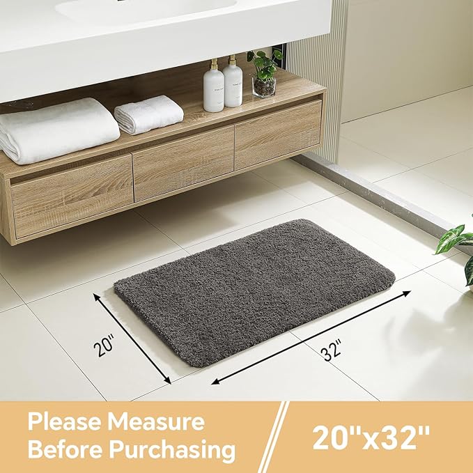 Taupe Bathroom Rugs 20"x32" - Soft Plush Bath Mat, Non Slip Absorbent Microfiber Bathroom Rug, Machine Washable Floor Mat - Perfect for Vanity, Sink or Bathtub Area