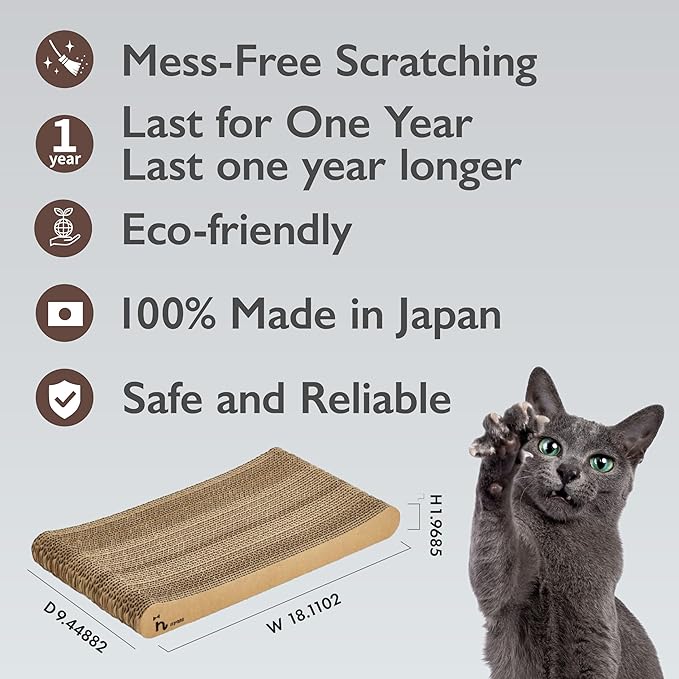 [ Minimal Debris | Long-Lasting (1 Year) | Made in Japan ] nyans Cat Scratcher [ Cat Scratcher, Double-Sided, Heavy-Duty Corrugated Cardboard, Popular ] Standard M Size nyans