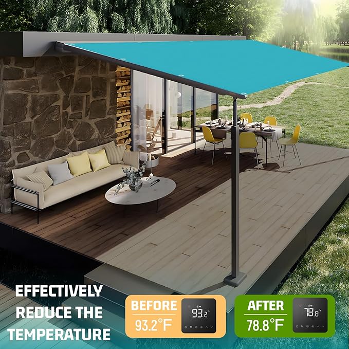 SUNNY GUARD Shade Cloth Custom Size 6x12 FT Sun Shade Screen Fabric Shade Cover Tarp with Grommets for Pergola Backyard Garden, Turquoise(We Customized)