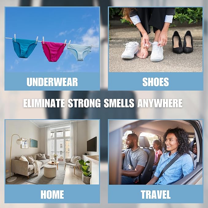 SMELLRID Activated Charcoal Odor Absorber Pads for Women and Men, Discreet Underwear and Shoe Odor Eliminator for Strong Odor, Home Use, Unscented 12 Pack