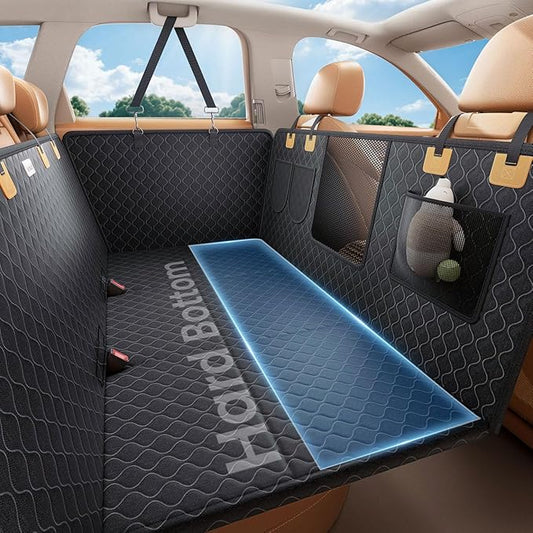 Lamicall Dog Car Seat Cover for Back Seat - [Upgraded Anti-Ripped] Back Seat Extender for Dogs Hard Bottom, Waterproof Dog Hammock for Car with Mesh Window, Pet Backseat Protector SUV & Small Truck L