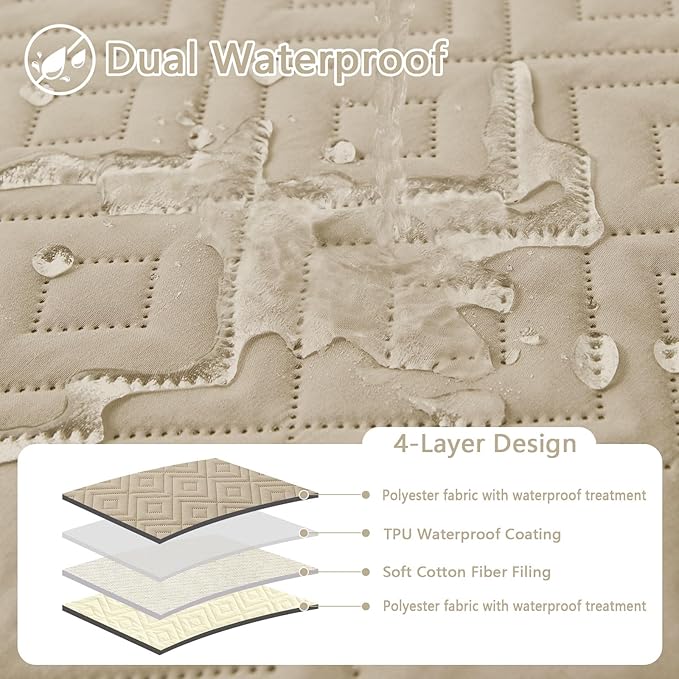 hyha Waterproof Dog Blanket, Soft Pet Bed Blankets, Waterproof Sofa Couch Cover for Dogs Washable, Reversible Pet Couch Covers for Sofa Furniture (40x50 Inch, Taupe/Beige)