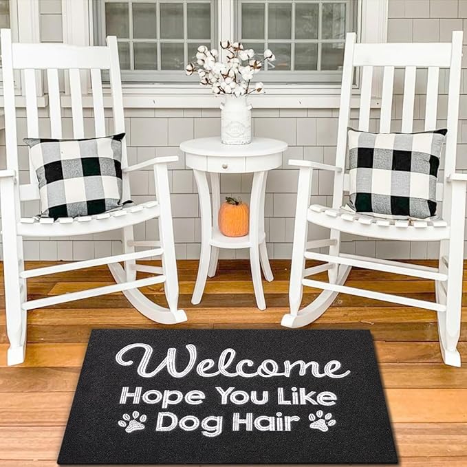 Indoor Doormat, Dog Hair Mat Standard Welcome Front Door Entryway Mats, Funny Door Mat, Durable Non Slip Rubber Dirt Entrance Mats, Funny Black 36" x 24"