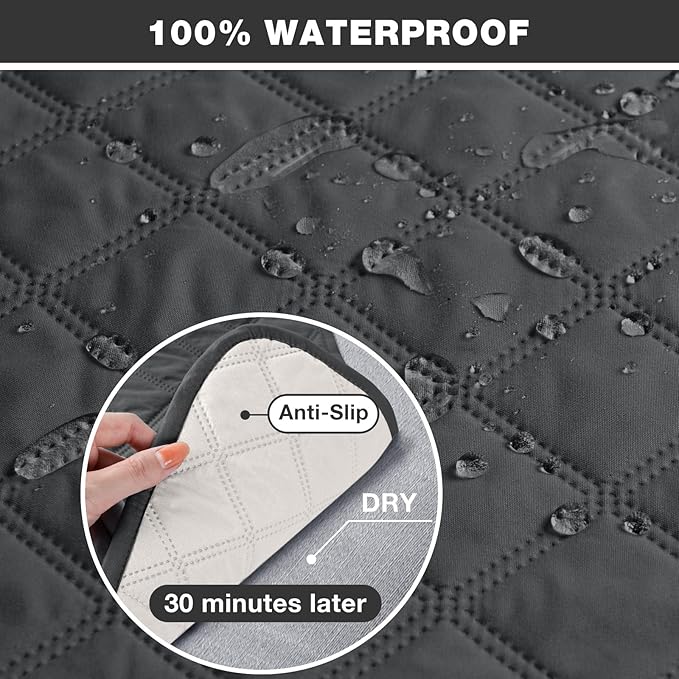 TAOCOCO Non-Slip Recliner Chair Cover Sofa Slipcover, Pet Cover for Small Recliner Chair with Elastic Straps, Washable Reclining Chair Cover Recliner Furniture Protector (23'' Small, Charcoal Gray)