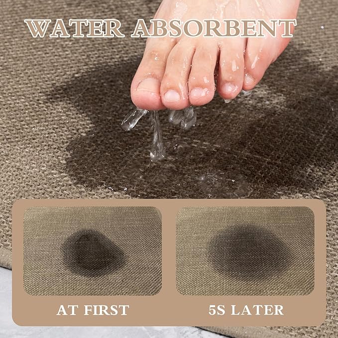 chakme Bathroom Rugs Mat 59x25, Ultra Thin Non Slip Bath Mat Large Quick Dry Absorbent Bath Mat for Bathroom Floor, (Dark Beige, 59"x25")