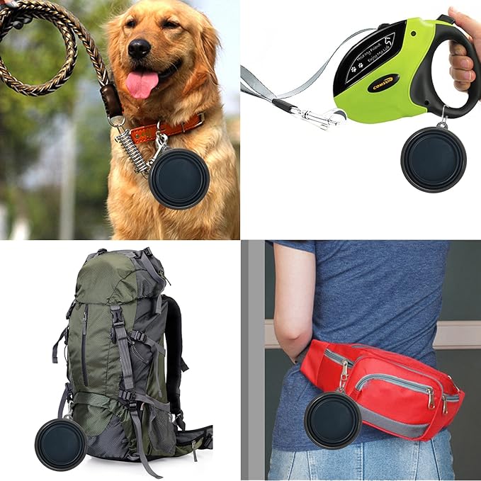 Comsun Collapsible Dog Bowls, 2-Pack Foldable Expandable Cup Dish for Pet Cat Hiking Food Water Feeding Dog Travel Bowl