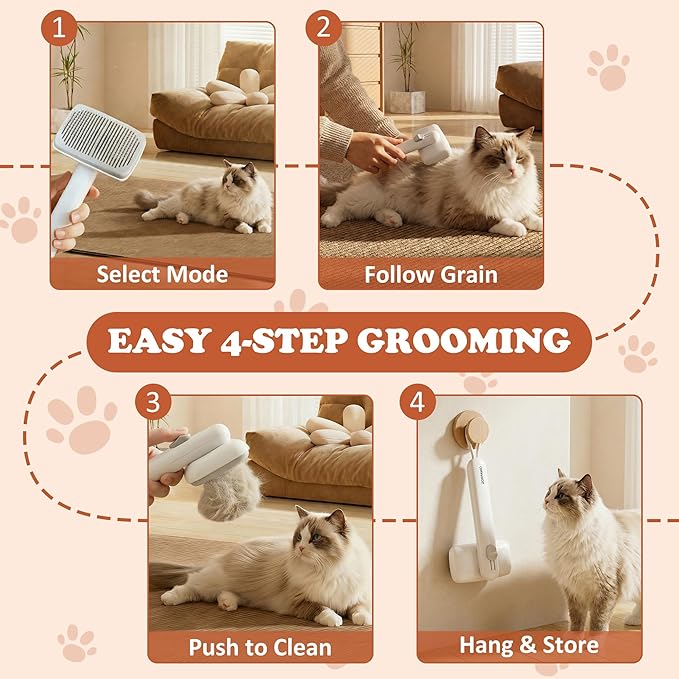 ZORPAWO Self Cleaning Slicker Brush - Skin Friendly Pet Shedding Brush for Dogs, Cats, Puppies, Long & Short Hair, Painless Deshedding & Massaging Tool(White)