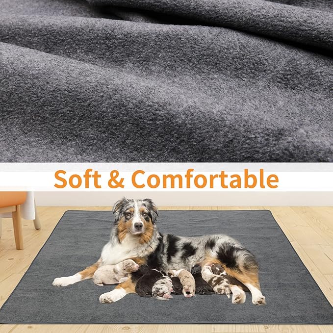 LOOBANI 2 Packs Extra Large Reusable Dog Mat for Floor, Non-Slip Washable Pee Pads for Dogs, Fast Absorbent Pet Whelping Pads, Puppy Playpen Mat for Incontinence, Housebreak, Crate, 72x72in, Mix