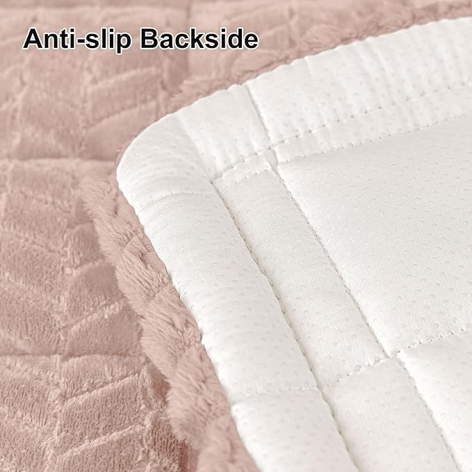 Smiry Non Slip Couch Covers for Dogs, Fuzzy Pet Couch Covers for 2-3 Cushion Sofa Pet Friendly, Soft Sofa Slipcovers Cushion Furniture Protector Washable (Dusty Pink, 43" x 63")
