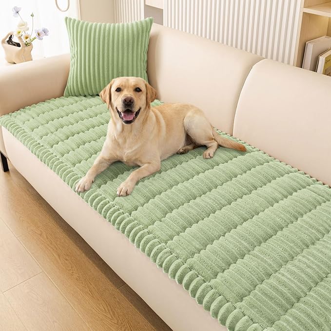 Smiry Couch Cover for Dogs, Non Slip Washable Sofa Protector for Pets, Soft Furniture Cover for Pet, Stylish Sofa Covers, Cozy Protect Against Fur, Dirt & Everyday Messes (Green, 27.6" x 88")