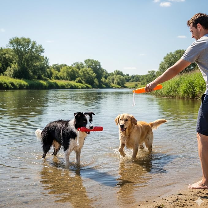Dog Float Toy - Interactive Training Bumper & Fetching Retrieving Dog Water Toys Dummy Outdoor - Lightweight for Float on the Water Pool Fetch Rope Dog Toys for Small, Medium, Large Dogs
