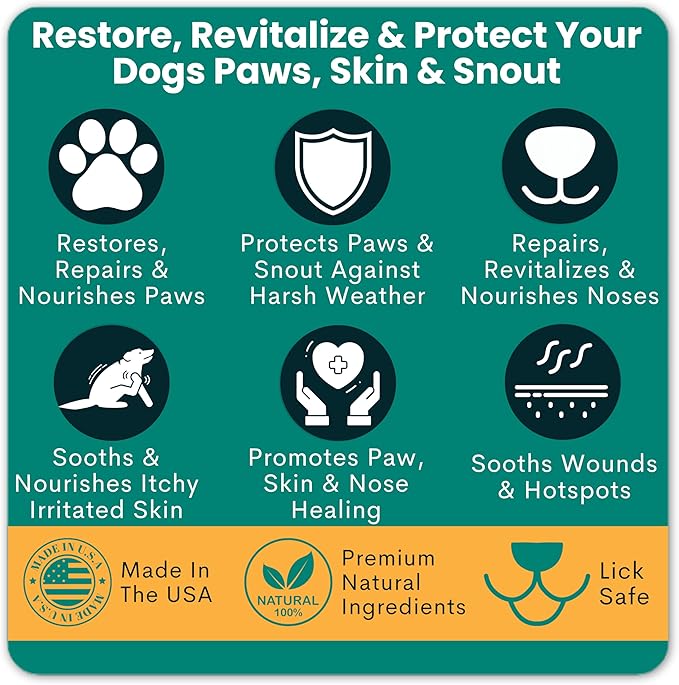 Trail Hound Dog Paw Balm – Natural Dog Paw Protector for Dry, Cracked Heels – Soothes Itchy Skin, Lick-Safe Paw Soother for Dogs – Nose Balm for Dry Snout & Paws, Softens & Repairs – 3oz
