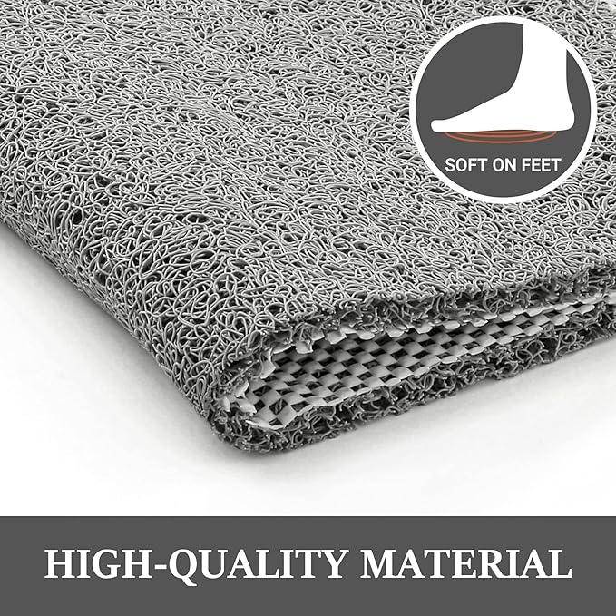 LuxStep Shower Mat Bathtub Mat,24x32 inch, Non-Slip Bath Mat with Drain, Quick Drying PVC Loofah Bathmat for Tub,Shower,Bathroom (Phthalate Free,Grey)