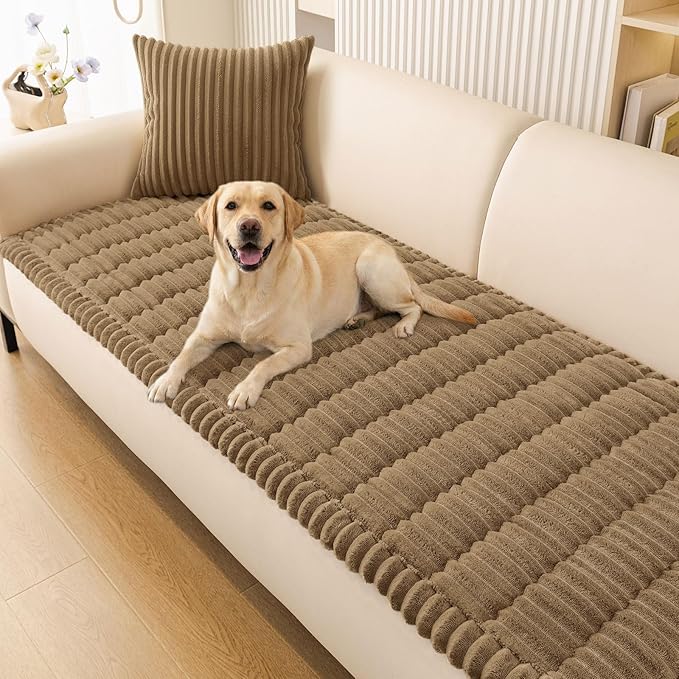 Smiry Couch Cover for Dogs, Non Slip Washable Sofa Protector for Pets, Soft Furniture Cover for Pet, Stylish Sofa Covers, Cozy Protect Against Fur, Dirt & Everyday Messes (Mocha Brown, 35.4" x 88")