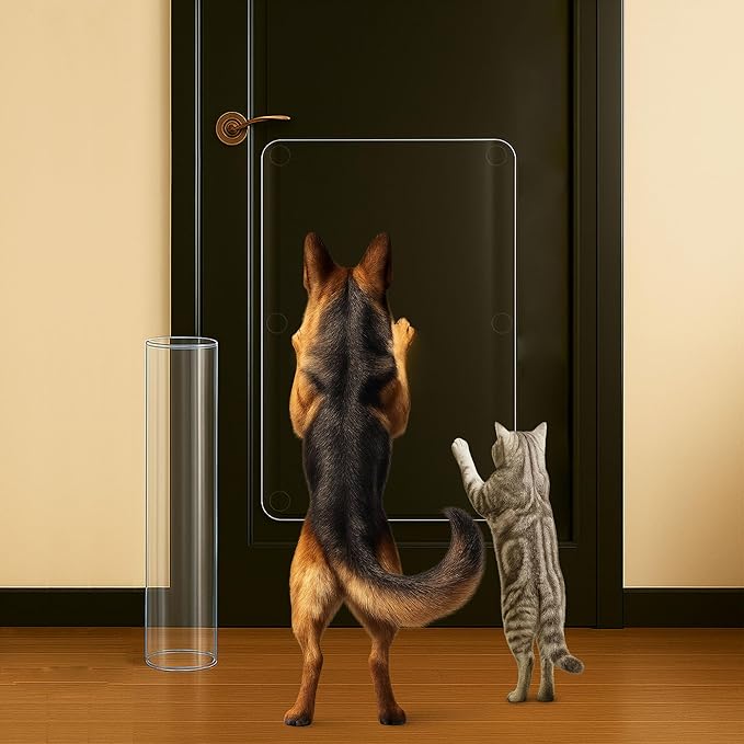 Door Protector from Dog Scratching 16 x 30'' Transparent PVC Pet Door Guard Protection, Custom-Cut Anti-Scratch Shield for Interior Doors, Heavy Duty Cat Damage Prevention 1-Pack