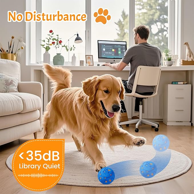 Dog Balls: Interactive Dog Ball, Self-Moving Dog Toy with Auto-Rolling & Bouncing, E-TPU Material, IP54 Waterproof, Motion-Activated, for Small/Medium/Large Dogs (Blue)