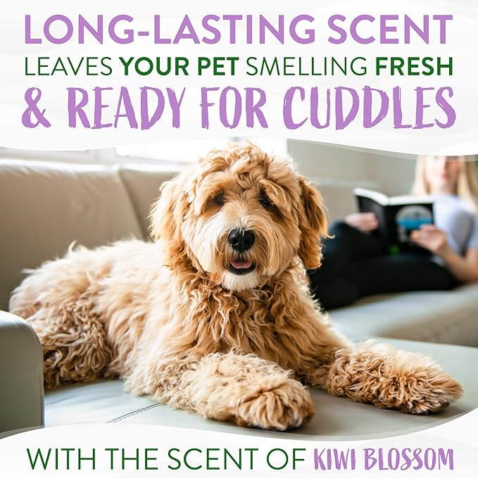 TropiClean Dog Perfume, Long Lasting Kiwi Cologne, Deodorizing Spray for Smelly Dogs, After Bath Detangling Spray with Vitamin E, Safe for Cats, 8oz.