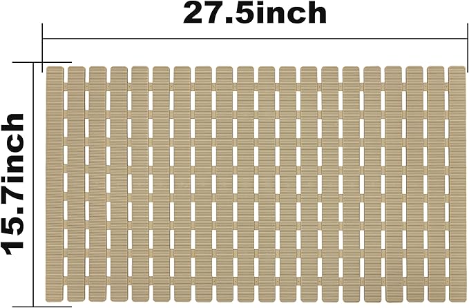 Shower Mat Non Slip Bathtub Mat with Suction Cups and Drain Holes 27.5 x15.7 Inch Bath Mat for Tub & Shower.Easy Dry,Easy to Cut,Eco-Friendly