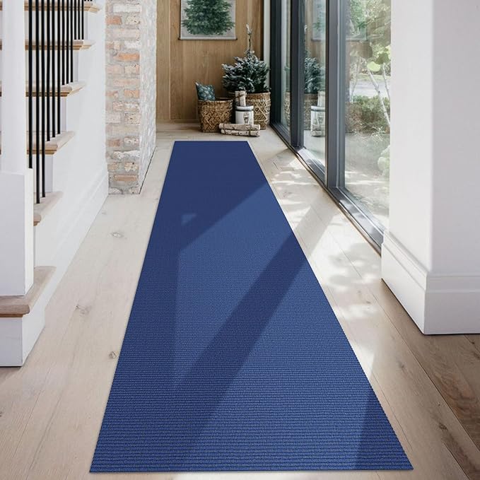 KOZYFLY Washable Runner Rug 2x12 ft Hallway Kitchen Runner Rugs with Rubber Backing Entryway Runner Indoor, Extra Long Carpet Runners for Hall Kitchen Entryway, Royal Blue
