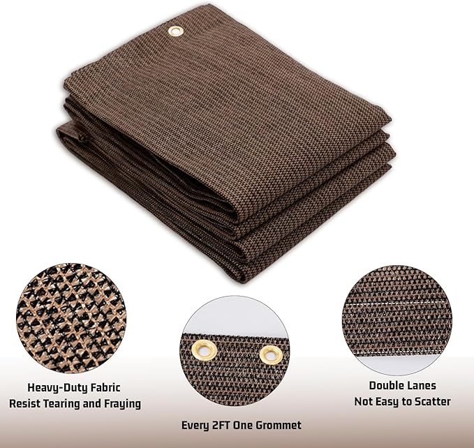 SUNNY GUARD Shade Cloth Custom Size 12x24 FT Sun Shade Screen Fabric Shade Cover Tarp with Grommets for Pergola Backyard Garden, Brown(We Customized)