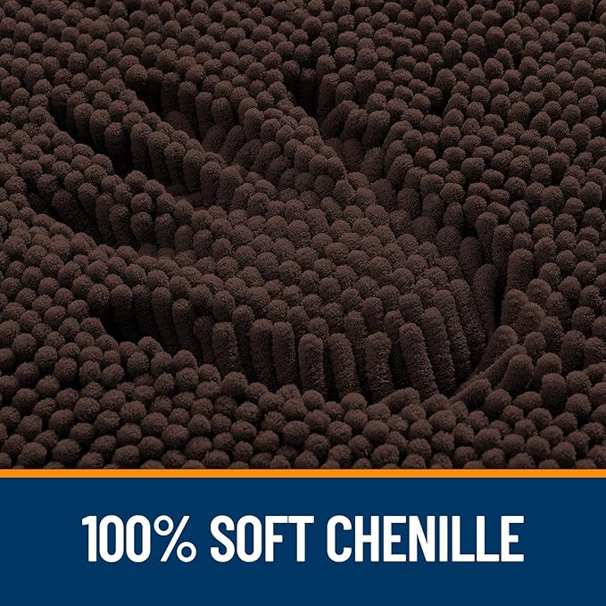 OLANLY Bathroom Rugs 70x24, Extra Soft Absorbent Chenille Bath Rugs, Rubber Backing Quick Dry, Machine Washable Bath Mats for Bathroom Floor, Tub and Shower, Home Decor Accessories, Brown