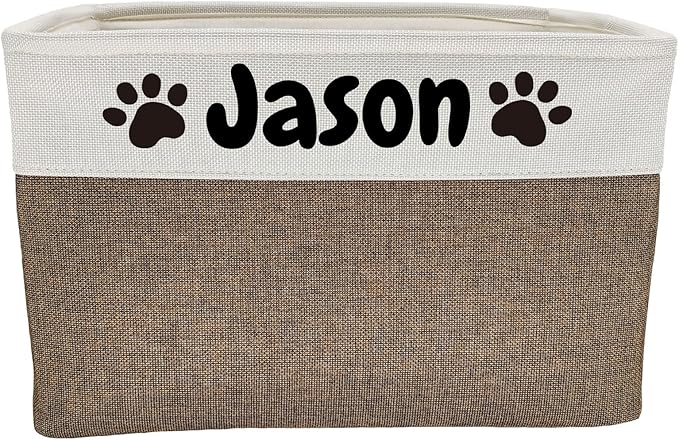 CPAKOWLGOO Foldable Dog Toy Bin with Handles - Personalized, Collapsible Dog Toy Box (15" L x 11" W x 9" H)