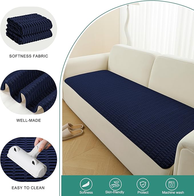 Foxdecor Couch Cover Sofa Covers Washable, Dog Bed Cover Couch Covers for 3 Cushion Couch Sofa Pet Friendly, Dog Couch Cover Furniture Covers for Pets.(Dark Blue 32x70 inch)