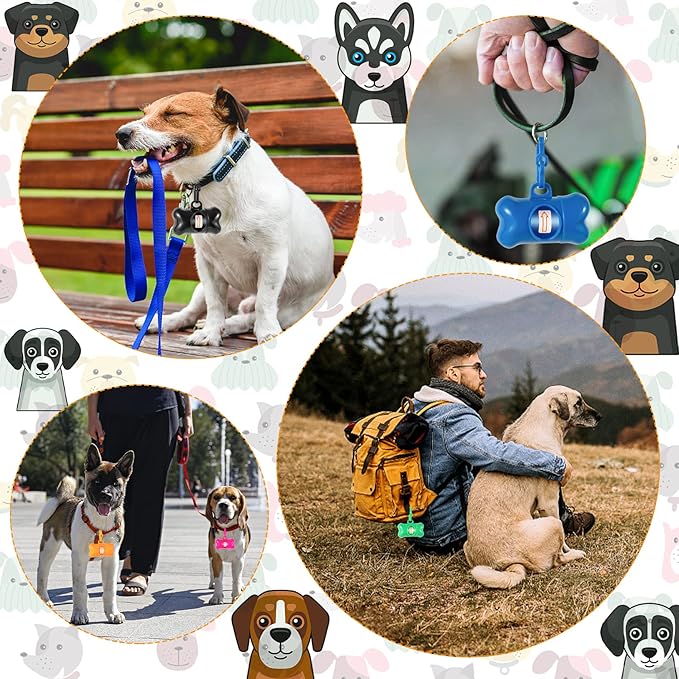 Arroyner 40 Pack Bone Shaped Poop Bag Dispenser Pet Waste Disposal Bag Dispenser (Random Color)