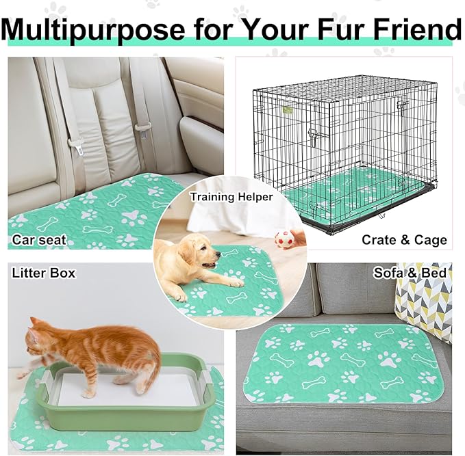 BEAUTYZOO 2 Pack Washable Pee Pads for Dogs, Reusable Puppy Pads for Potty Training, Waterproof Super Absorbent Whelping Pads Mats Non Slip Against Urine for Small Medium Dogs Cats, 36" x 41"