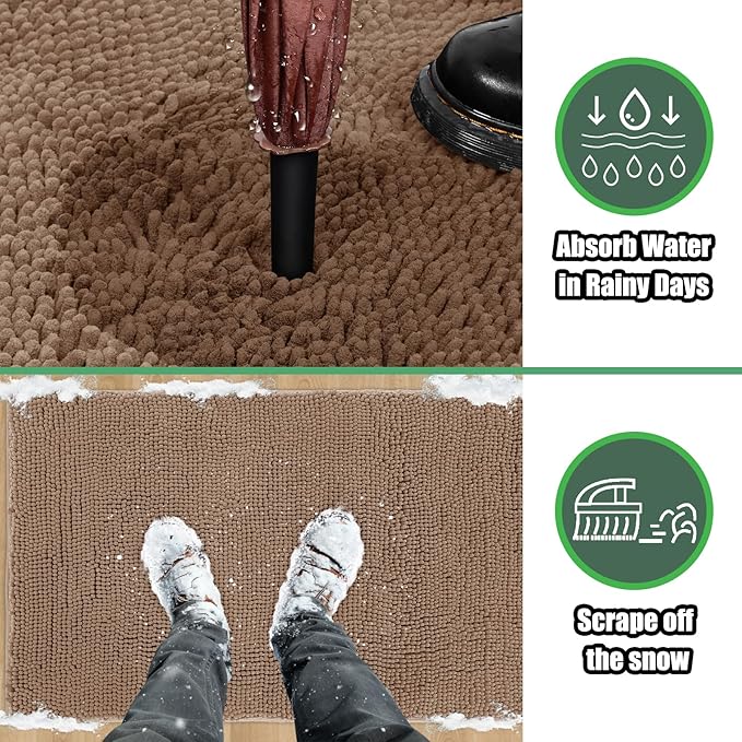 IM HOME Chenille Absorbent Outdoor Doormat 60" x 48", Washable Muddy Door Mats for Dog Non Slip Indoor Doormats Dog Mat for Muddy Paw Front Inside Doormats for Entryway Camel
