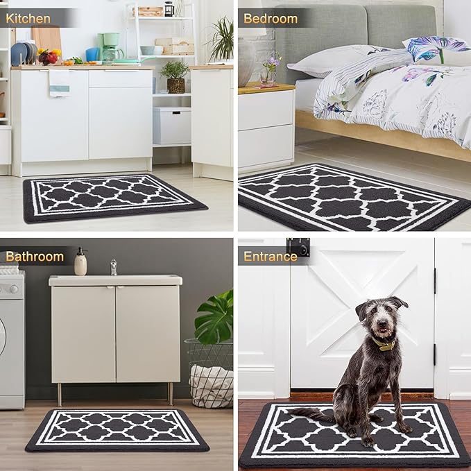 Buganda Large Indoor Door Mat, Dirt-Resistant and Absorbent Doormat, Anti-Slip, Low Profile Floor Mats for Inside Entryway, Front, and Back Door Entrance (71x47 Inches, Dark Grey)