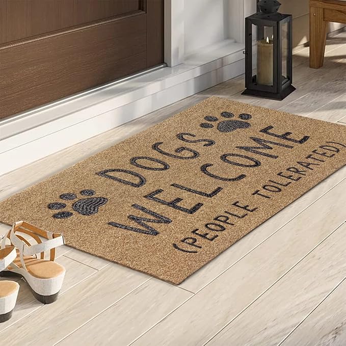 AAZZKANG Dog Doormat Funny Paw Mat Large 36"x24" with Non Slip Rubber Backing Easy to Clean Welcome Mats for Front Door,Patio,High Traffic Areas
