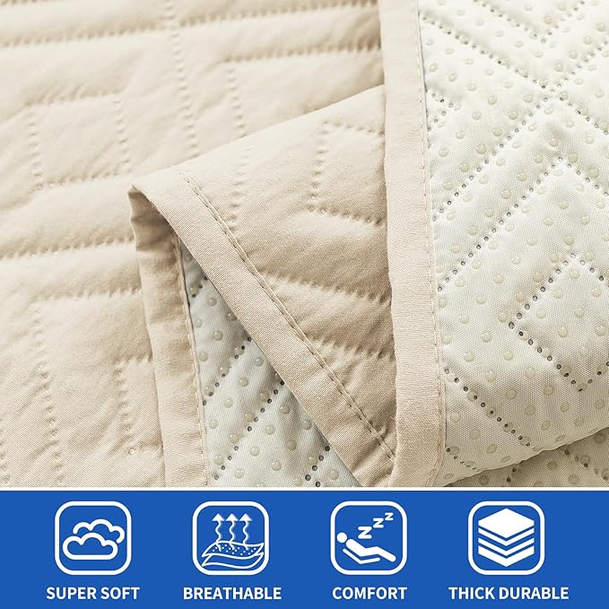 2026 Waterproof Sofa Dog Blanket (30"x53") Comfy Loveseat Couch Mat for Pets with Anti-Slip Back, Universal Incontinence Lightweight Liner Pad for Furniture Car Picnic etc Durable Washable, Beige