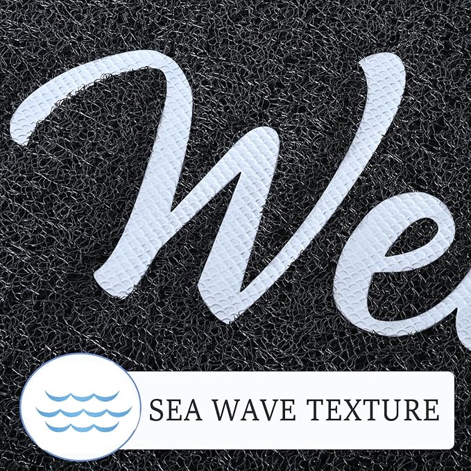 T.HENV Welcome Mat Outdoor Indoor, 32x20, Black-White, 1'8" x 2'8" (Rectangular), Non Slip, Waterproof, Quick Dry, Heavy Duty