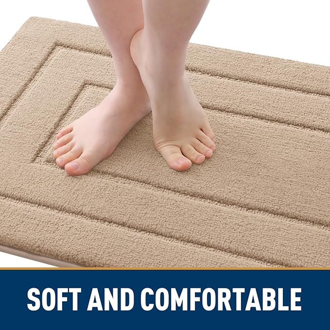 Smiry Dog Door Mat for Muddy Paws, Absorbs Moisture and Dirt, Low-Profile Entryway Mat with Non-Slip Backing, Entry Indoor Outdoor Doormat for Inside Floor (36x24 Inches, Beige, Bordered)
