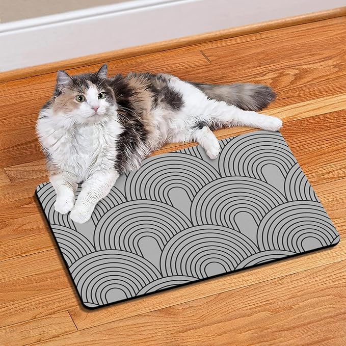 Dog Food Mats for Floors Absorbent, Pet Cat Food Mat - Quick Dry Dog Bowl Mats for Food and Water, Eco-Friendly Boho Pet Supplies