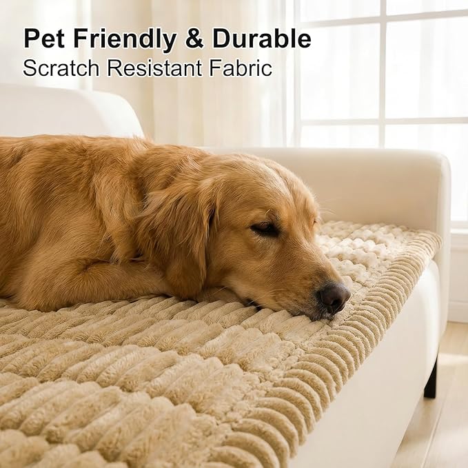 Smiry Couch Cover for Dogs, Non Slip Washable Sofa Protector for Pets, Soft Furniture Cover for Pet, Stylish Sofa Covers, Cozy Protect Against Fur, Dirt & Everyday Messes (Camel, 43" x 82.7")
