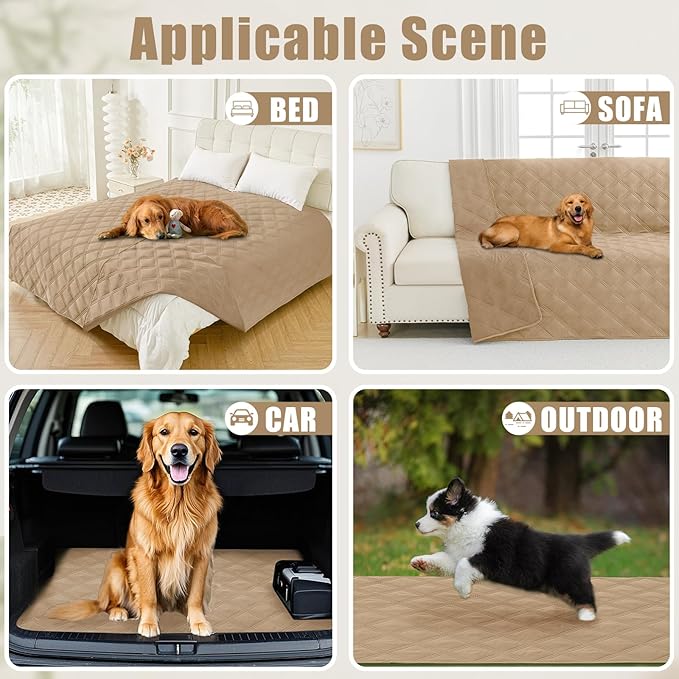 Smiry Waterproof Dog Bed Cover Blanket 40x50, Soft Reversible Pet Blanket, Washable Leakproof Cats Dogs Couch Cover for Sofa, Couch, Furniture, Lattice, Camel/Camel