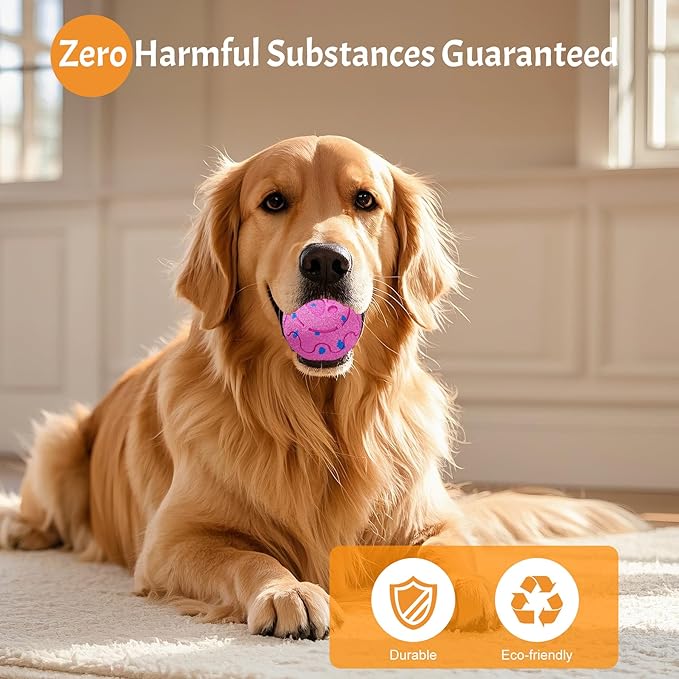 Dog Balls: Interactive Dog Ball, Self-Moving Dog Toy with Auto-Rolling & Bouncing, E-TPU Material, IP54 Waterproof, Motion-Activated, for Small/Medium/Large Dogs (Pink)