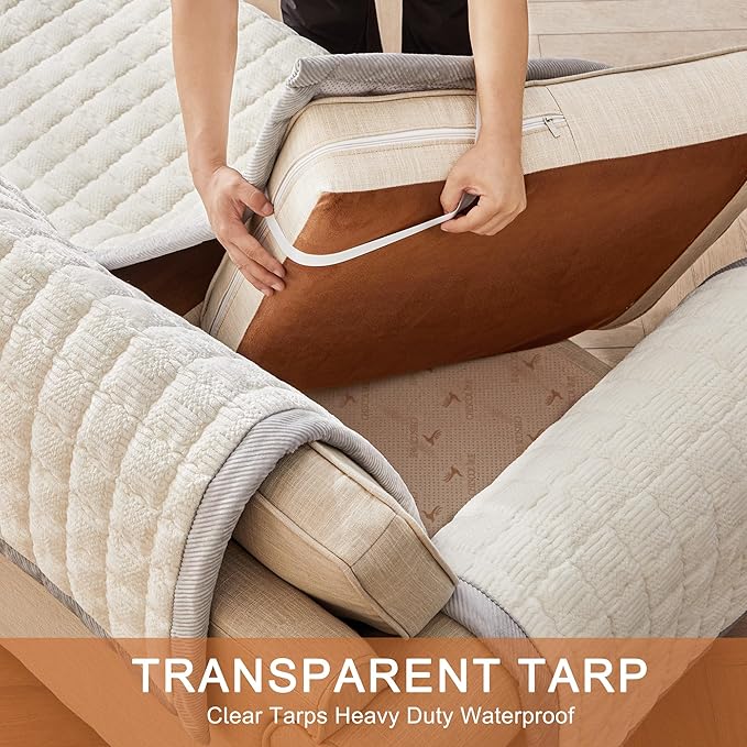 Couch Cover for Dogs Washable,Anti-Slip Back Cat Mat Pet Pad Blanket for Furniture Protector,Fuzzy Pet Sofa Cover for 3 Cushion Couch Sofa Pets Friendly (Ivory, 1pc/36"x68"/Seat Cover)