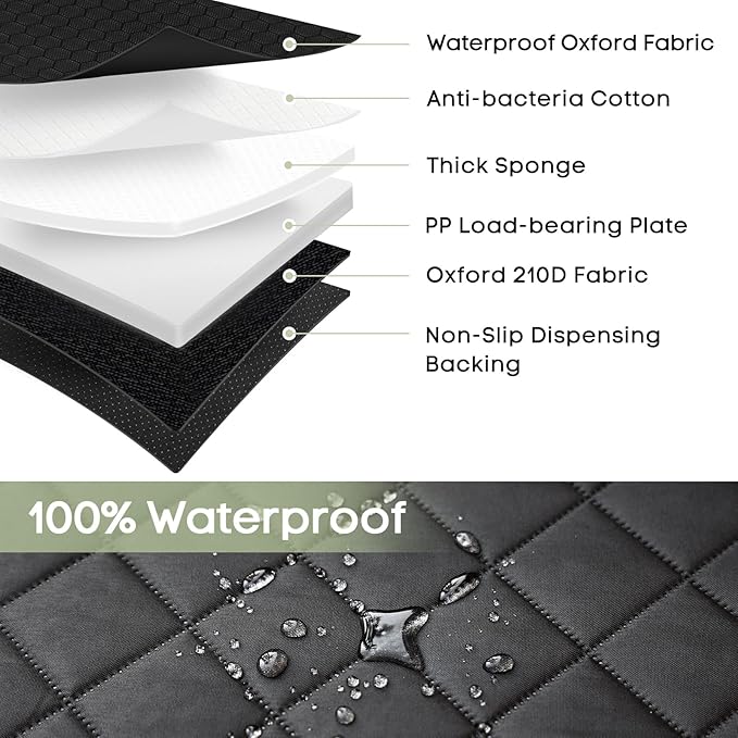 Dog Car Seat Cover for Back Seat, Hard Bottom Back Seat Extender Supports 400lbs, Waterproof Rear Seat Pet Cover, Dog Hammock with Mesh Window for Car SUV and Trucks