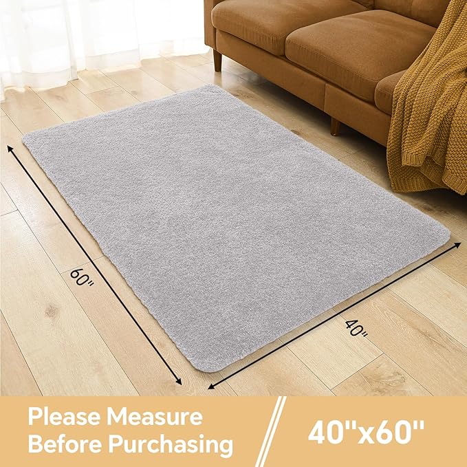 Light Gray Bathroom Rugs 40"x60" – Oversized Plush Non-Slip Microfiber Bath Mat, Absorbent & Washable – Ideal for Large Bathrooms or Living Rooms