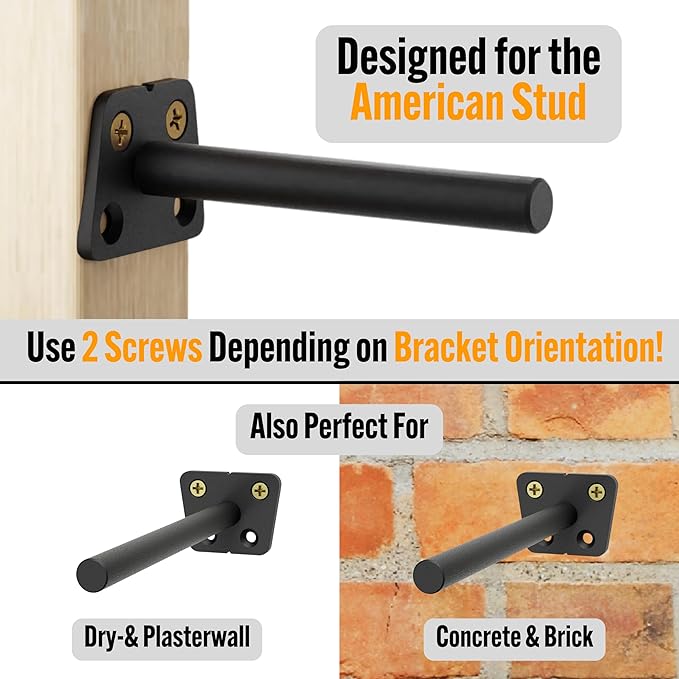 EVALD Hidden Floating Shelf Bracket | 4-Inch Heavy Duty Blind Shelf Support | Kitchen Shelf, Fireplace Mantel Bracket | Invisible Wall Mount Bracket for Home & Office | Floating Shelf Hardware 4 Pack