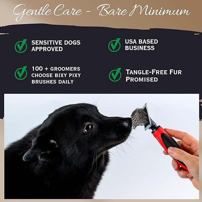 Bixy Pixy Tiny Slicker Brush for Dogs - Protected Pins for Extra Comfort - 1 inch Pins for Easy Detangling for Long Hair Dog, Cats, Doodle, Goldendoodle
