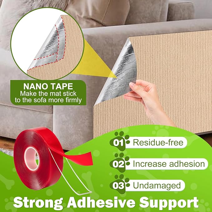 ENONCI 23.6x15.8 Couch Wall Corner Protection for Indoor Cats,Anti Scratch Furniture Protector from Cats Scratching,Trimmable Climbing Cat Scratcher Pad Play Mat Easy Use for Cat Board/Door/Carpet